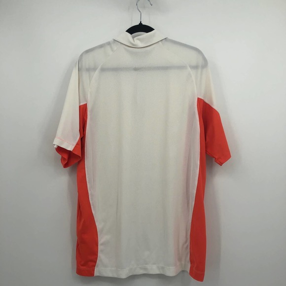 Nike Golf Fit Dry Polo Shirt Collared Short Sleeve 1/4 Buttoned White Orange XL - Picture 4 of 9